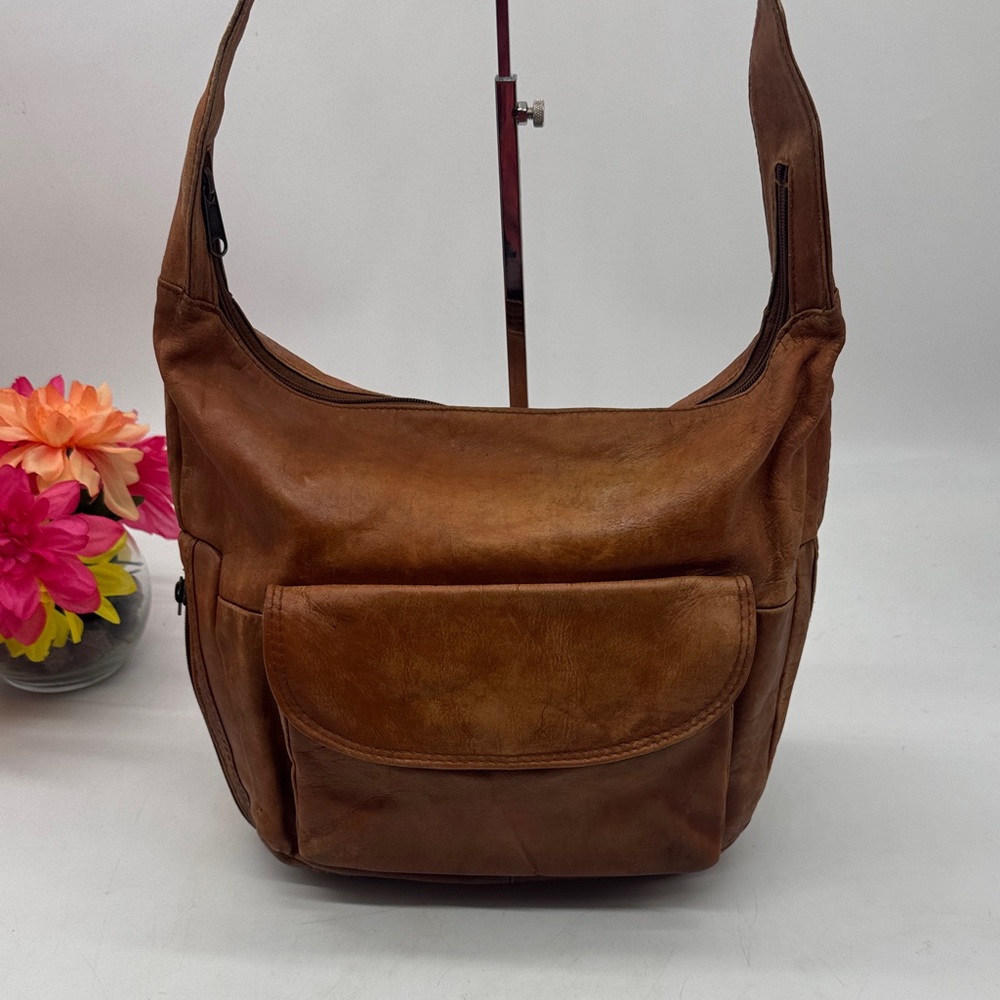 Boulder Ridge Brown Leather Crossbody Distressed Bag BRN9585D